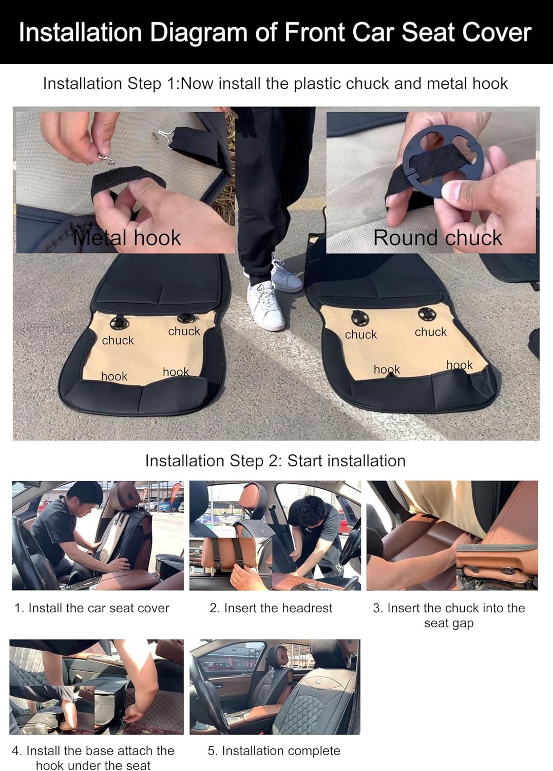 Universele Autostoelhoezen Set - Zwart PU-leer - 5-zits - 34% Korting