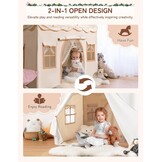 2-in-1 Kindertent: Speeltent & Bedtent met Speelmat & Verlichting | Beige | 34% Korting