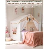 2-in-1 Kindertent: Speeltent & Bedtent met Speelmat & Verlichting | Beige | 34% Korting