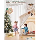 2-in-1 Kindertent: Speeltent & Bedtent met Speelmat & Verlichting | Beige | 34% Korting
