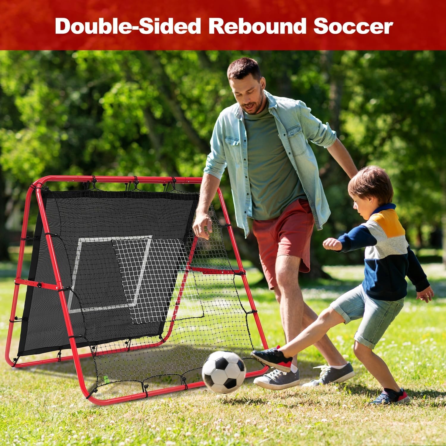 Voetbal Rebound Net Dubbelzijdig 120x120 cm - 34% Korting