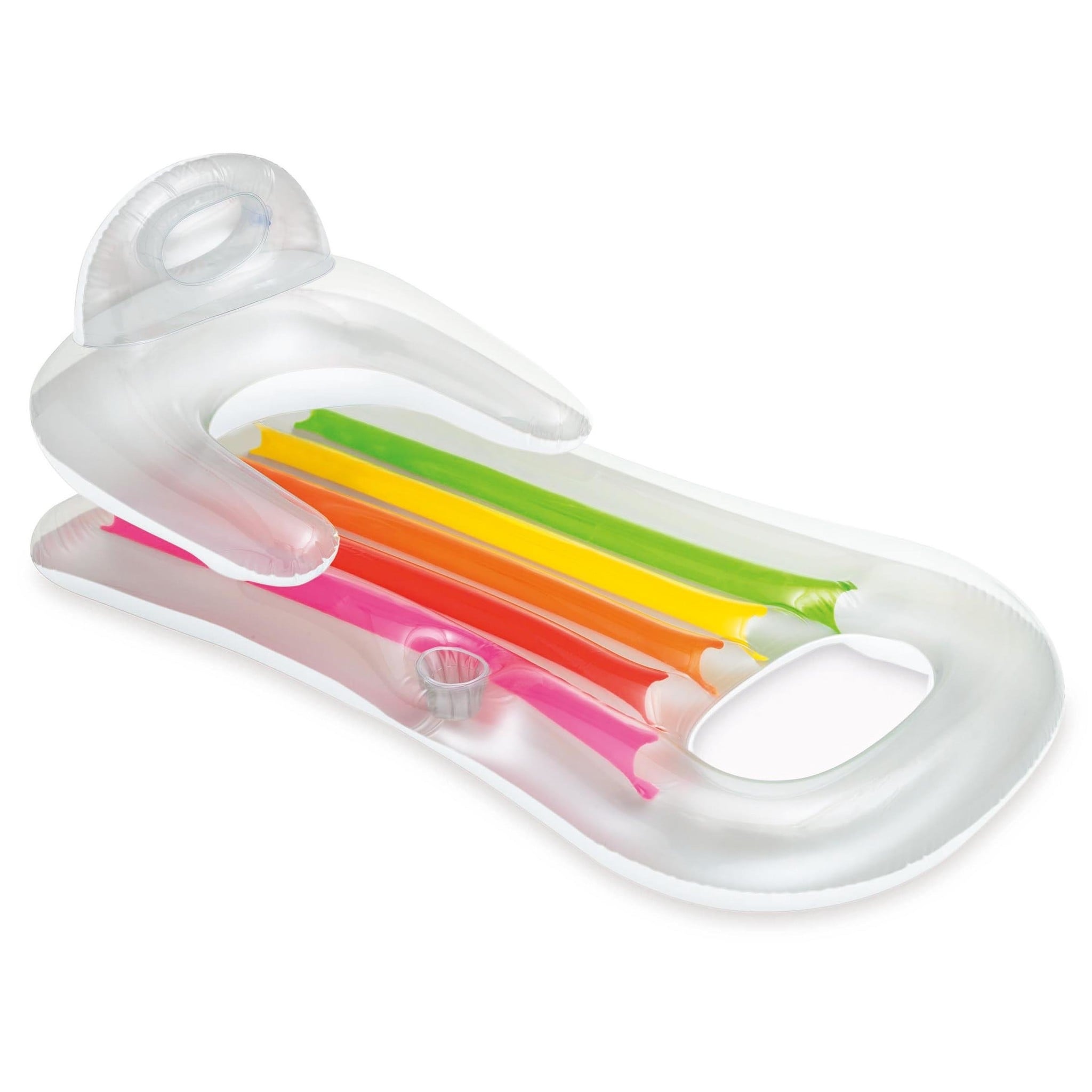 Opblaasbaar Luchtbed Drijfstoel met Rugleuning - 160x85cm - Regenboog - 32% Korting