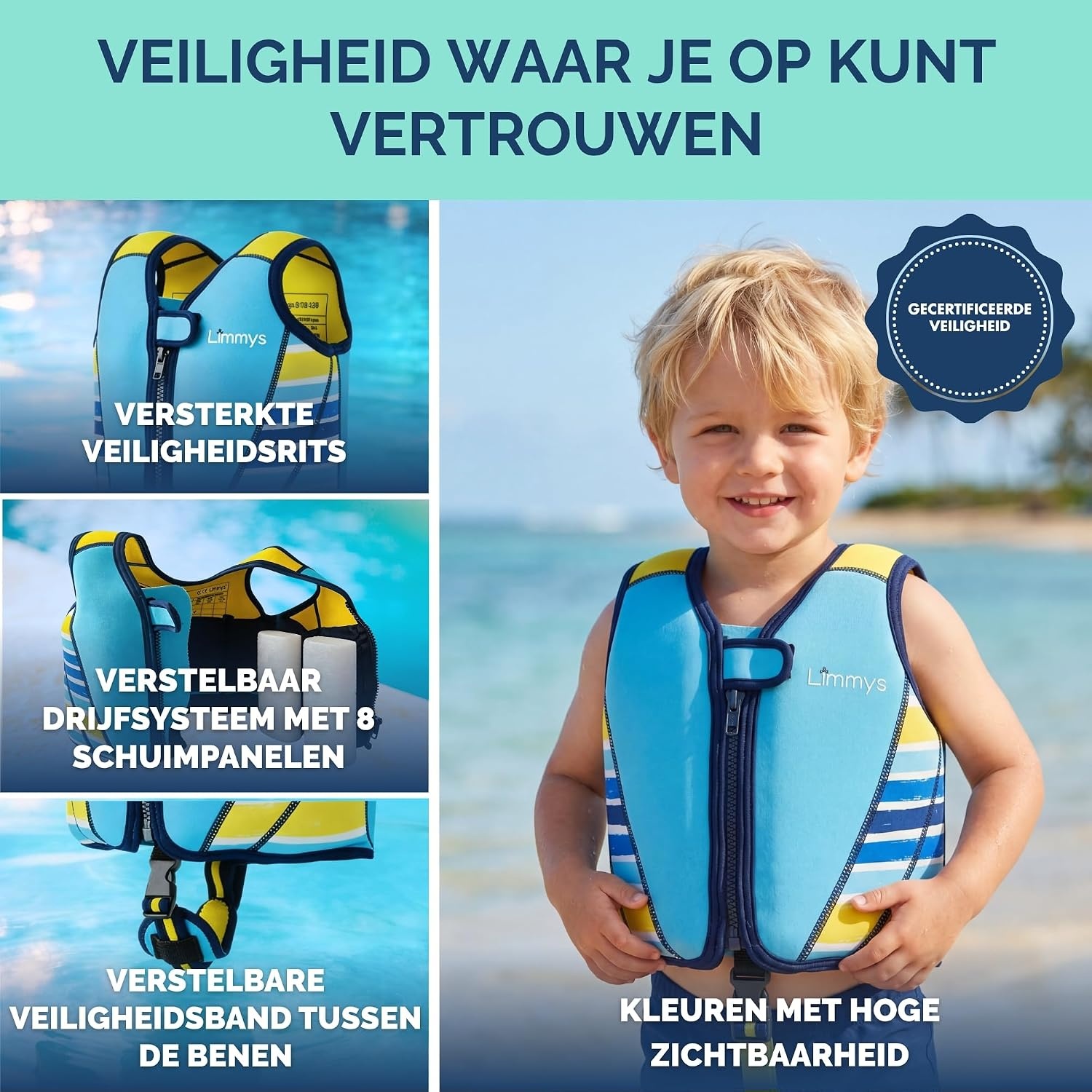 Zwemvest Kinderen Verstelbaar Drijfvermogen 55% Korting | CE Gecertificeerd