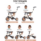 5-in-1 Kinderdriewieler & Loopfiets Khaki - 34% Korting