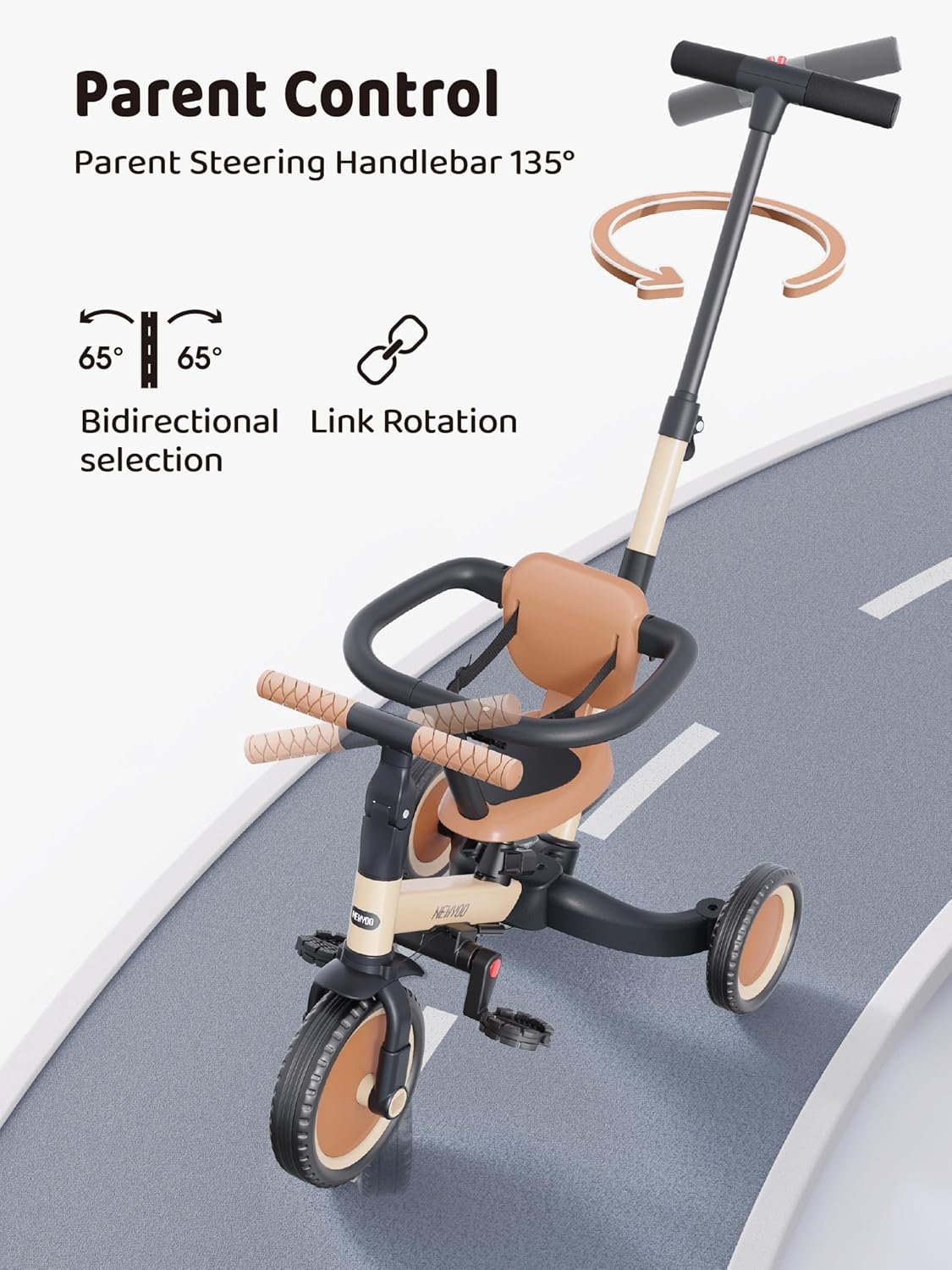 5-in-1 Kinderdriewieler & Loopfiets Khaki - 34% Korting