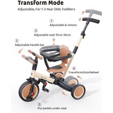 5-in-1 Kinderdriewieler & Loopfiets Khaki - 34% Korting