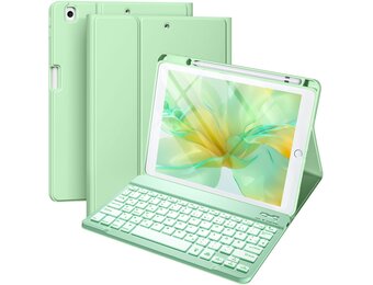 Groene iPad 10,2" Hoes met Afneembaar QWERTZ Toetsenbord & Penhouder - 56% Korting