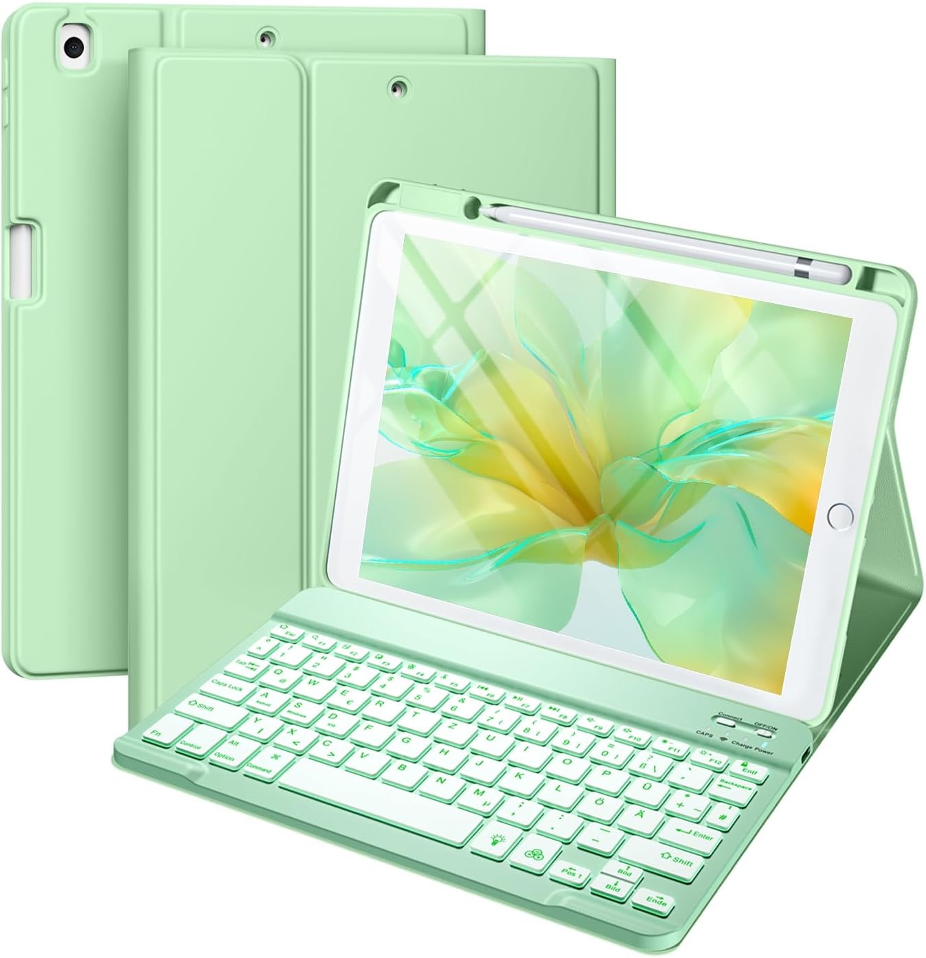 Groene iPad 10,2" Toetsenbordhoes met 7-kleuren Verlichting (71% Korting)