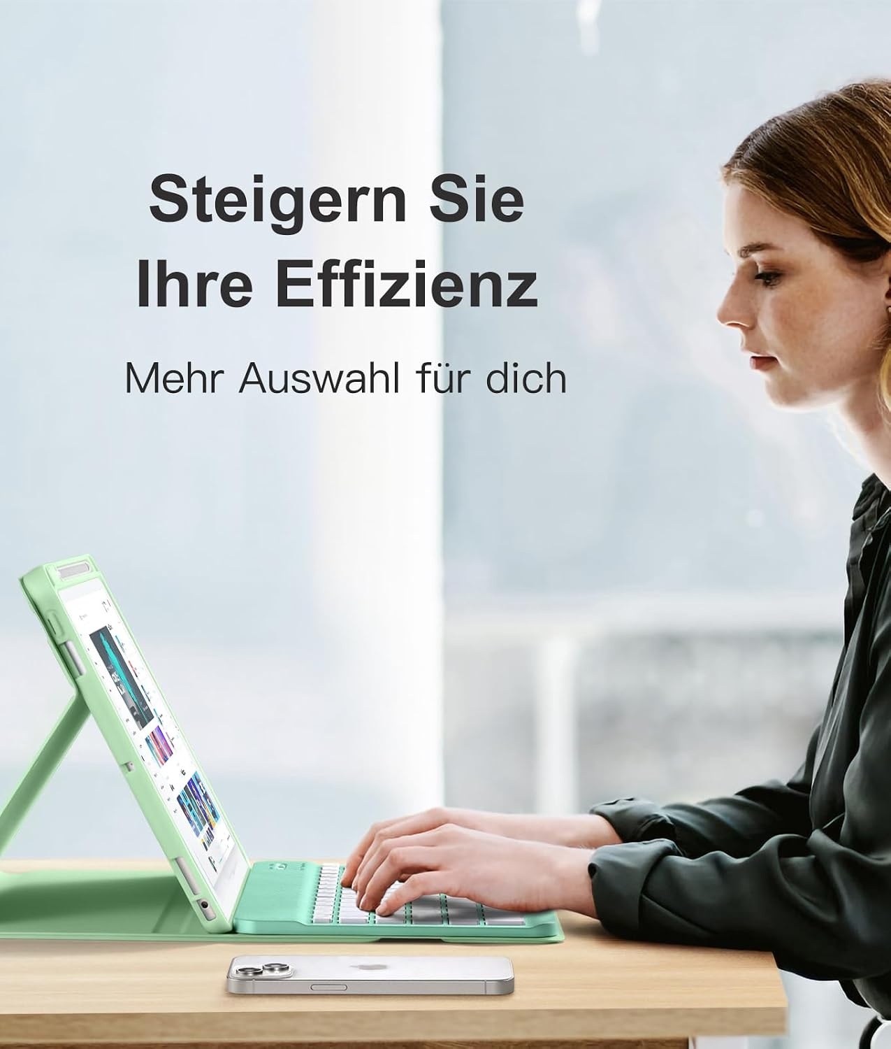 Groene iPad 10,2" Toetsenbordhoes met 7-kleuren Verlichting (71% Korting)