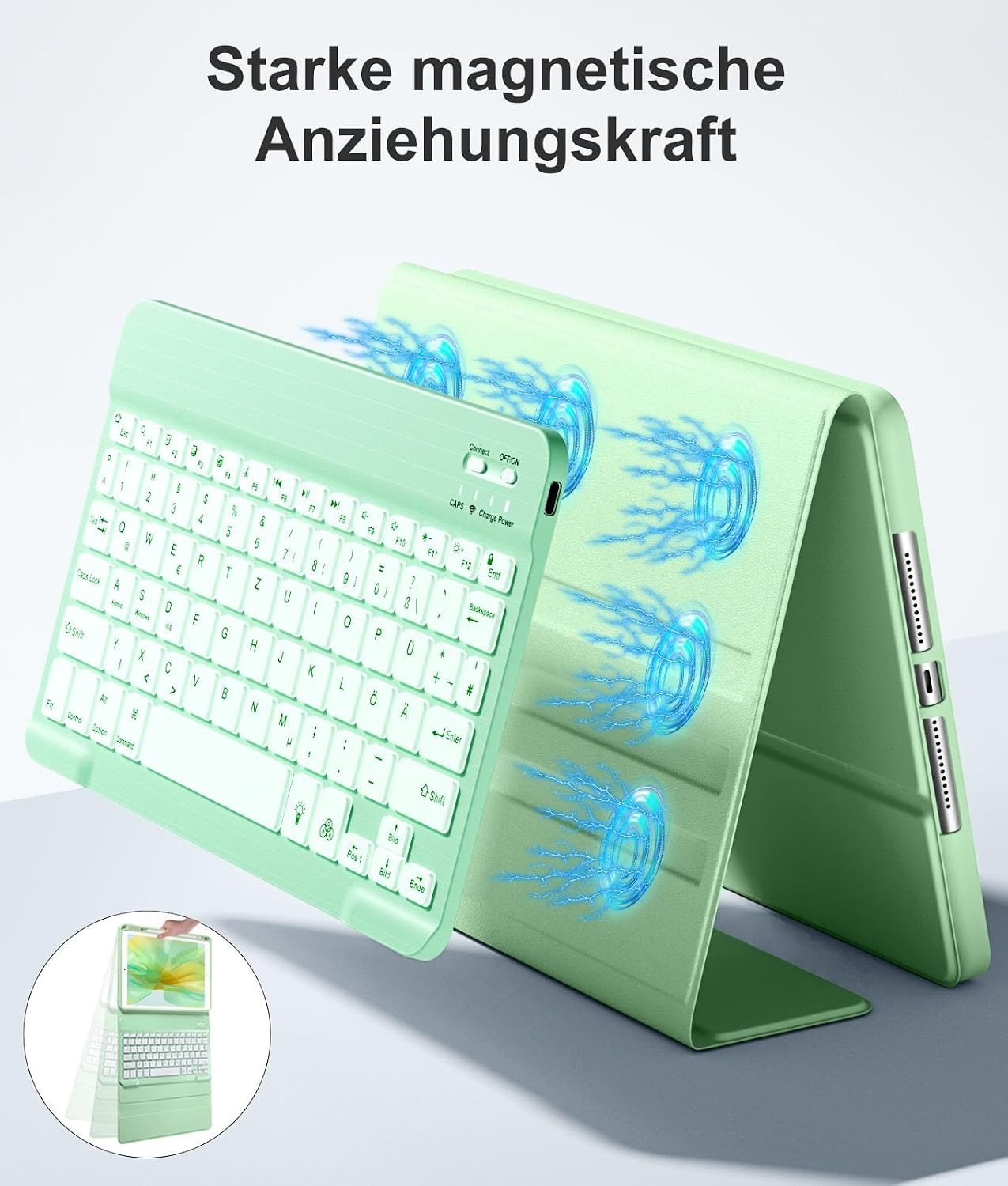 Groene iPad 10,2" Toetsenbordhoes met 7-kleuren Verlichting (71% Korting)