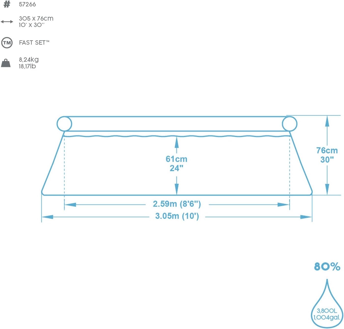 Opzet zwembad Fast Set 305x76cm Blauw - 29% Korting