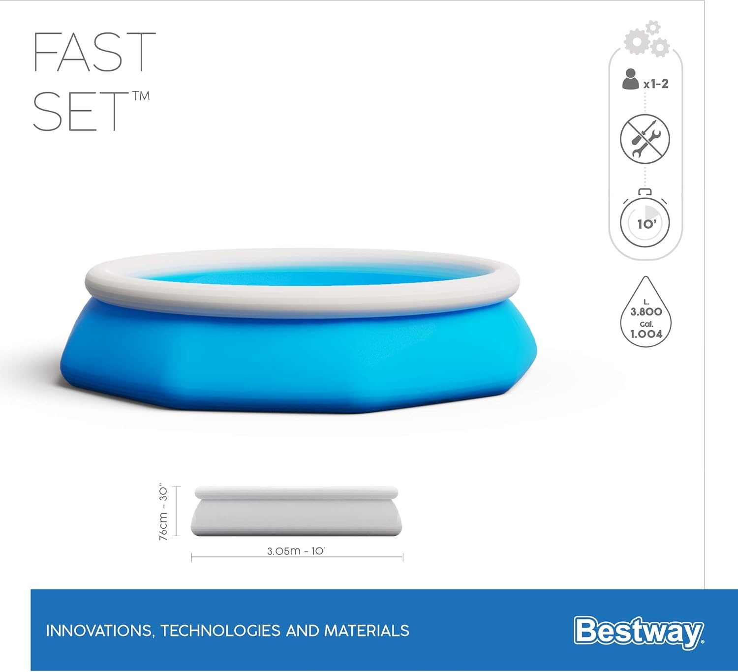 Opzet zwembad Fast Set 305x76cm Blauw - 29% Korting