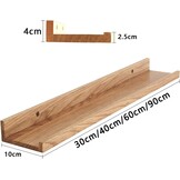 Zwevende Eiken Wandplank 90cm - Natuurlijk Hout - 61% Korting!
