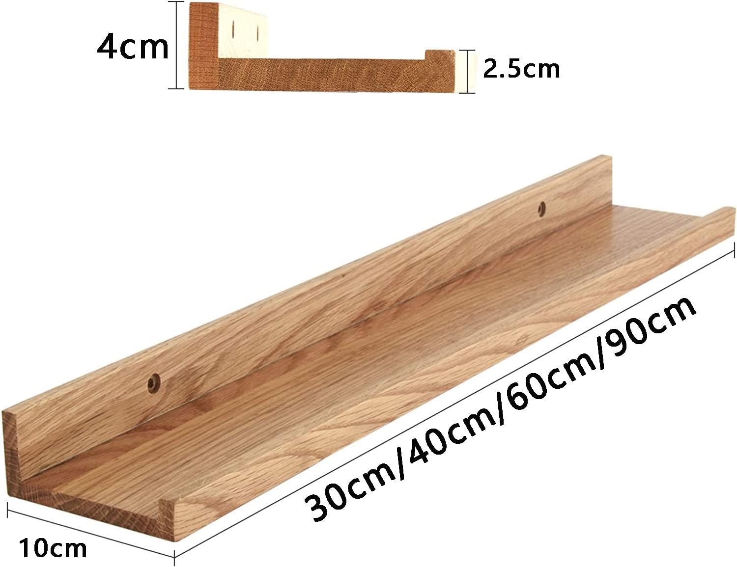 Zwevende Eiken Wandplank 90cm - Natuurlijk Hout - 61% Korting!