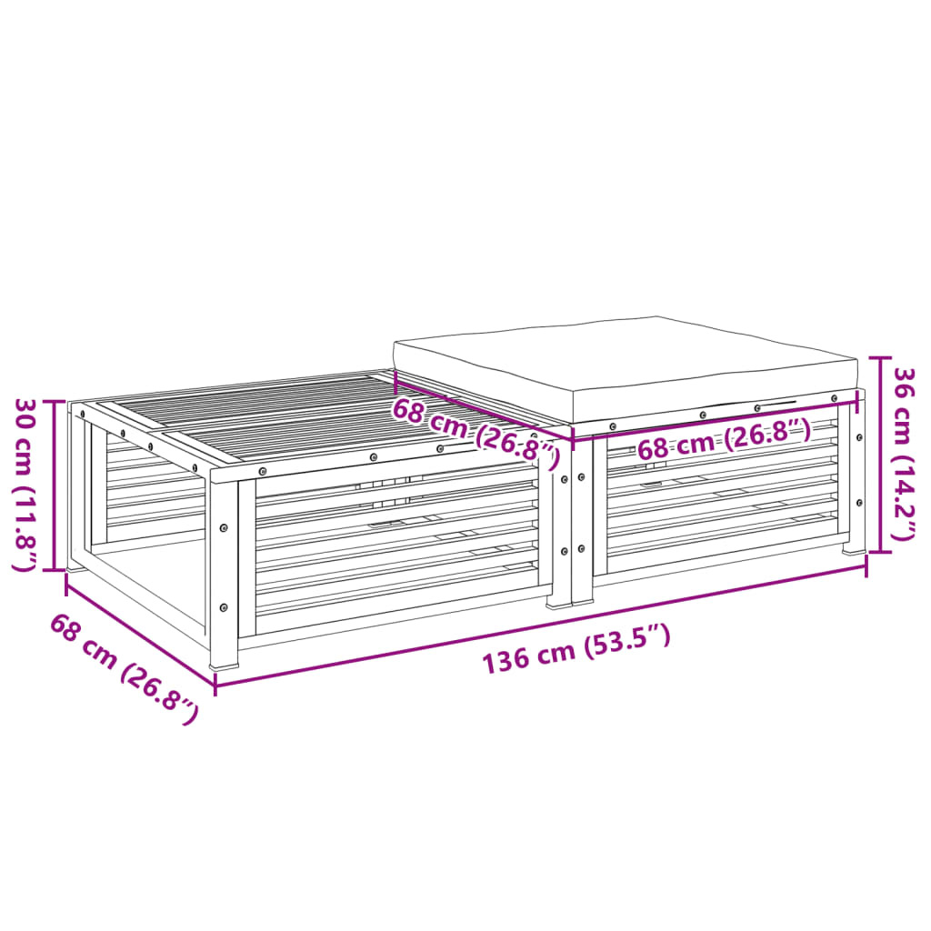 VidaXL Tuintafel met Kruk Massief Acaciahout - 35% Korting