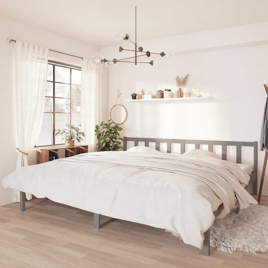 Massief Grenenhouten Bedframe Grijs 200x200 cm - 79% Korting!