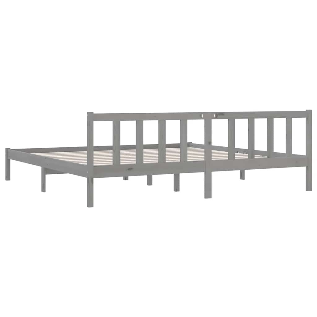 Massief Grenenhouten Bedframe Grijs 200x200 cm - 79% Korting!