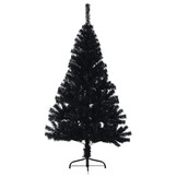 Zwarte Halve Kunstkerstboom 120 cm PVC met Standaard - 82% Korting