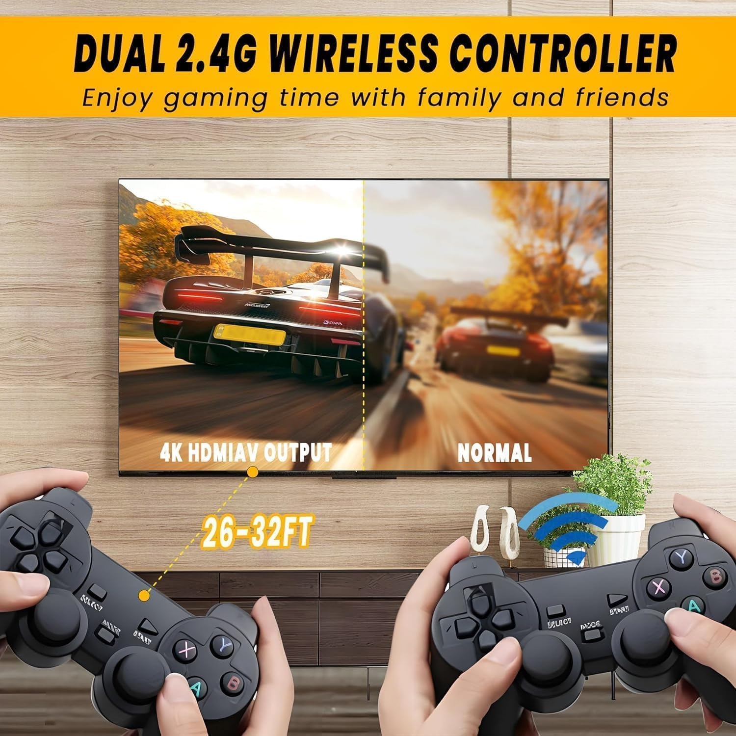 PZNETUE Upgrade Retro Konsole Spielkonsole Game Stick, 20,000+ Spiele mit 2 Wireless Controllern, Plug & Play HDMI für TV, Geschenk für Erwachsene & Familien (G8-Pro)