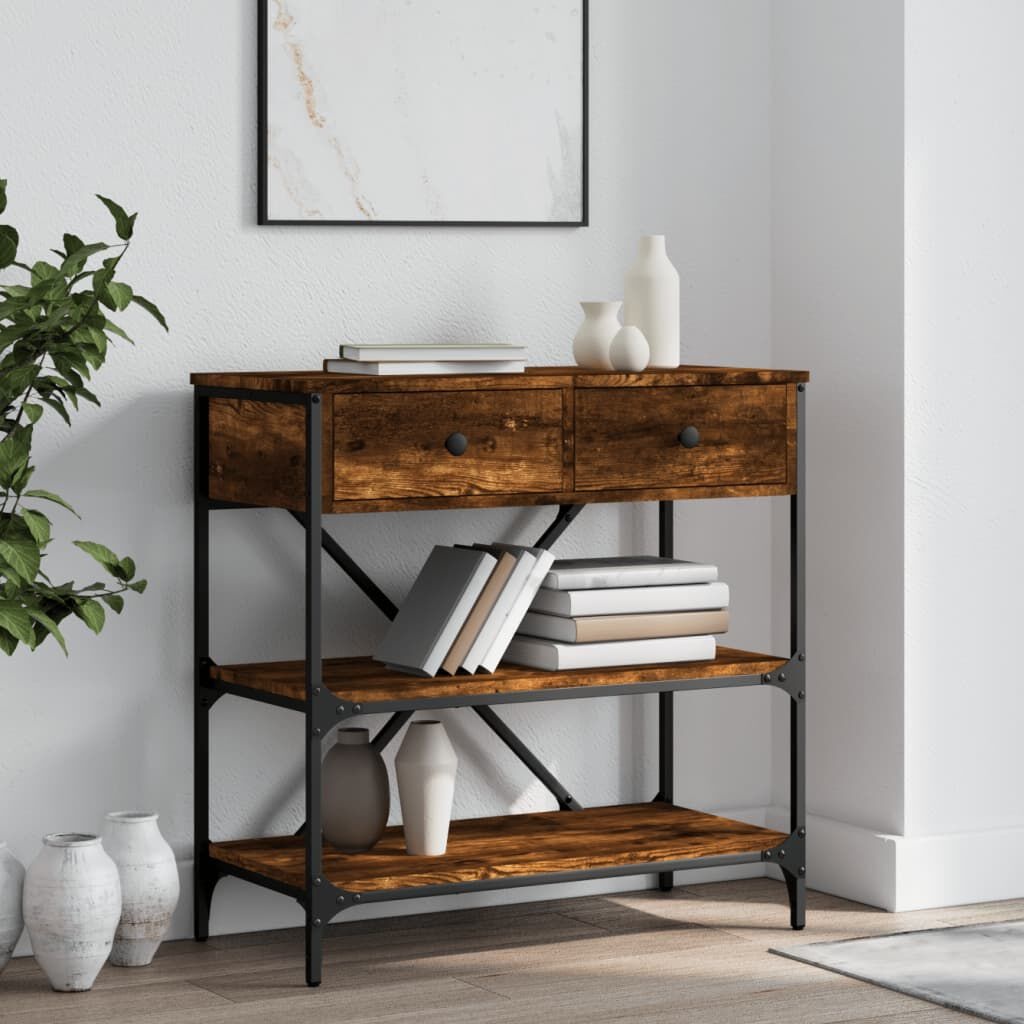 vidaXL Wandtafel 75x34,5x75 cm bewerkt hout gerookt eikenkleurig