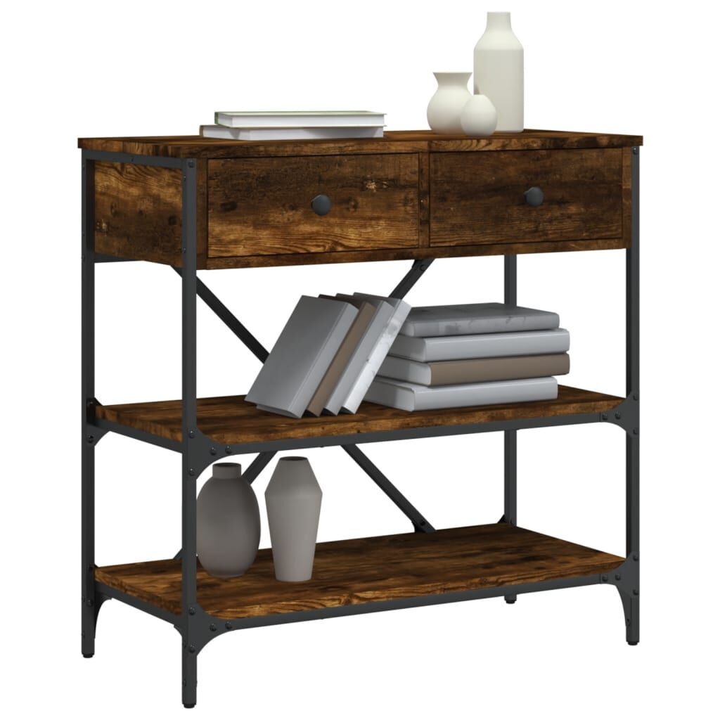 Bewerkt Hout Wandtafel Gerookt Eiken 75x34,5x75 cm - 34% Korting!