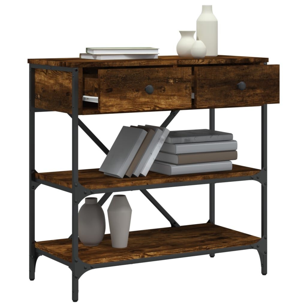 vidaXL Wandtafel 75x34,5x75 cm bewerkt hout gerookt eikenkleurig
