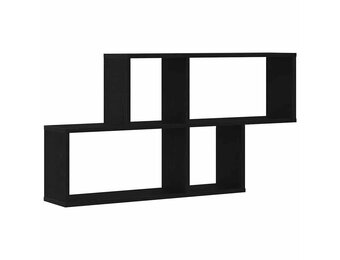 vidaXL Wandplank met plank Zwart eiken 76 x 15 x 53 cm Bewerkt hout