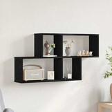 vidaXL Wandplank met plank Zwart eiken 76 x 15 x 53 cm Bewerkt hout