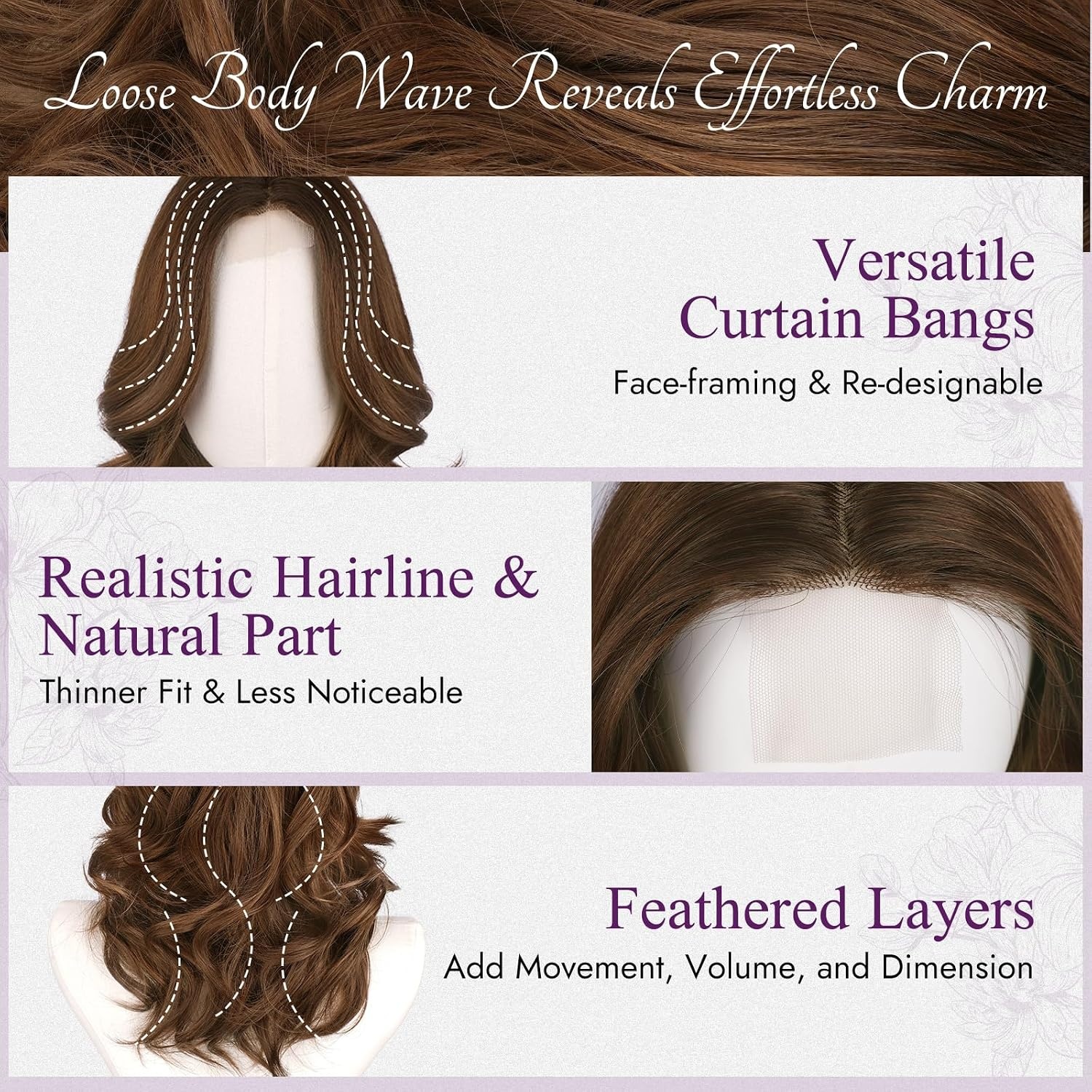 Bruine Ombre Golvende Pruik 40cm - Synthetisch Haar met Pony | 58% Korting!