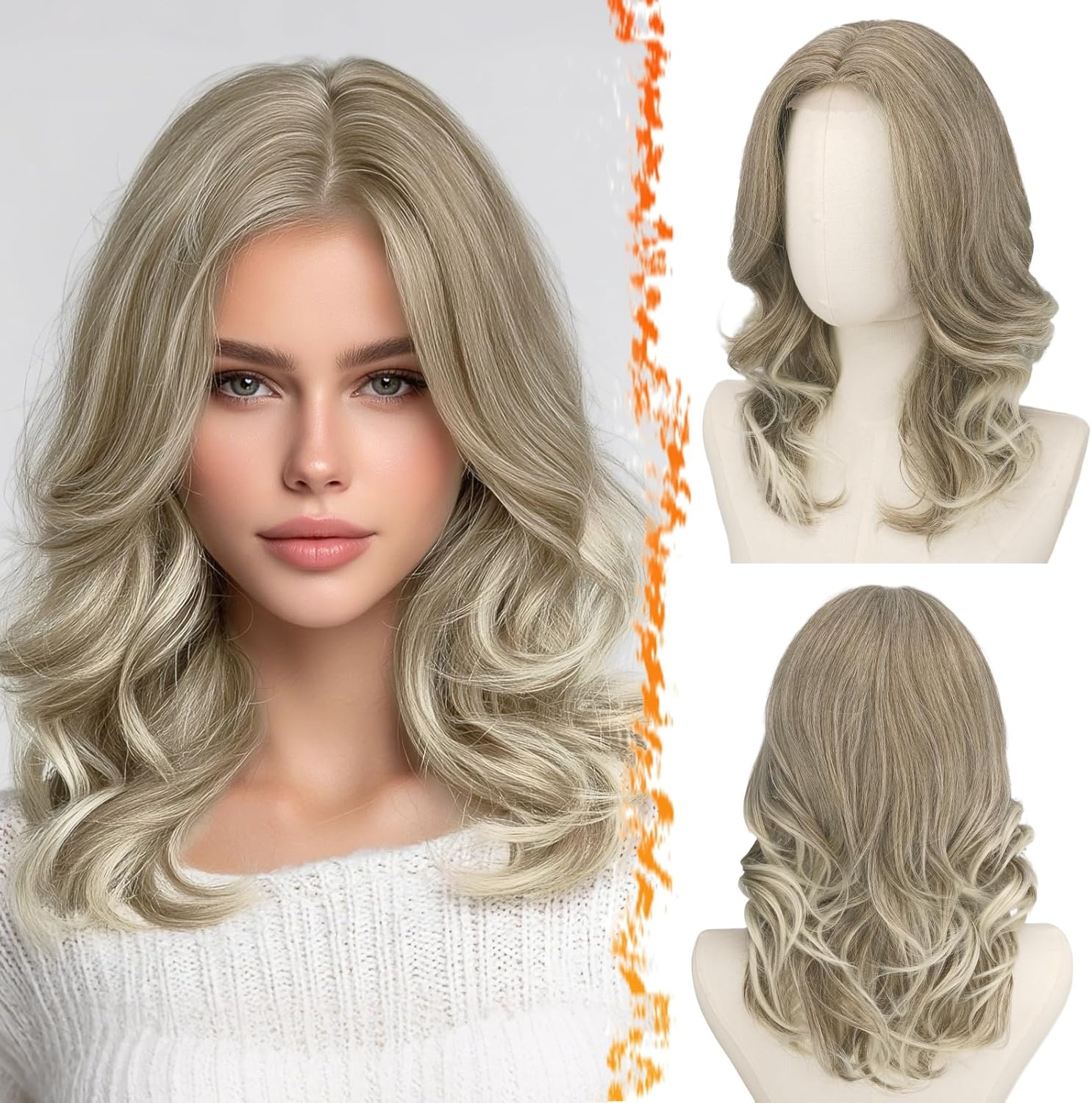 Bruine Ombre Golvende Pruik 40cm - Synthetisch Haar met Pony | 58% Korting!