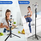 yAyusi 70,9" Selfiestick Statief met Automatische Gezichtsherkenning voor iPhone Inclusief Verlichting, 360° Draaibaar Statief met Afstandsbediening voor TikTok/Vlog/Livestreaming/Video-opnames