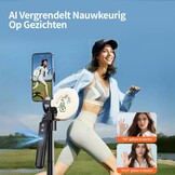 yAyusi 70,9" Selfiestick Statief met Automatische Gezichtsherkenning voor iPhone Inclusief Verlichting, 360° Draaibaar Statief met Afstandsbediening voor TikTok/Vlog/Livestreaming/Video-opnames