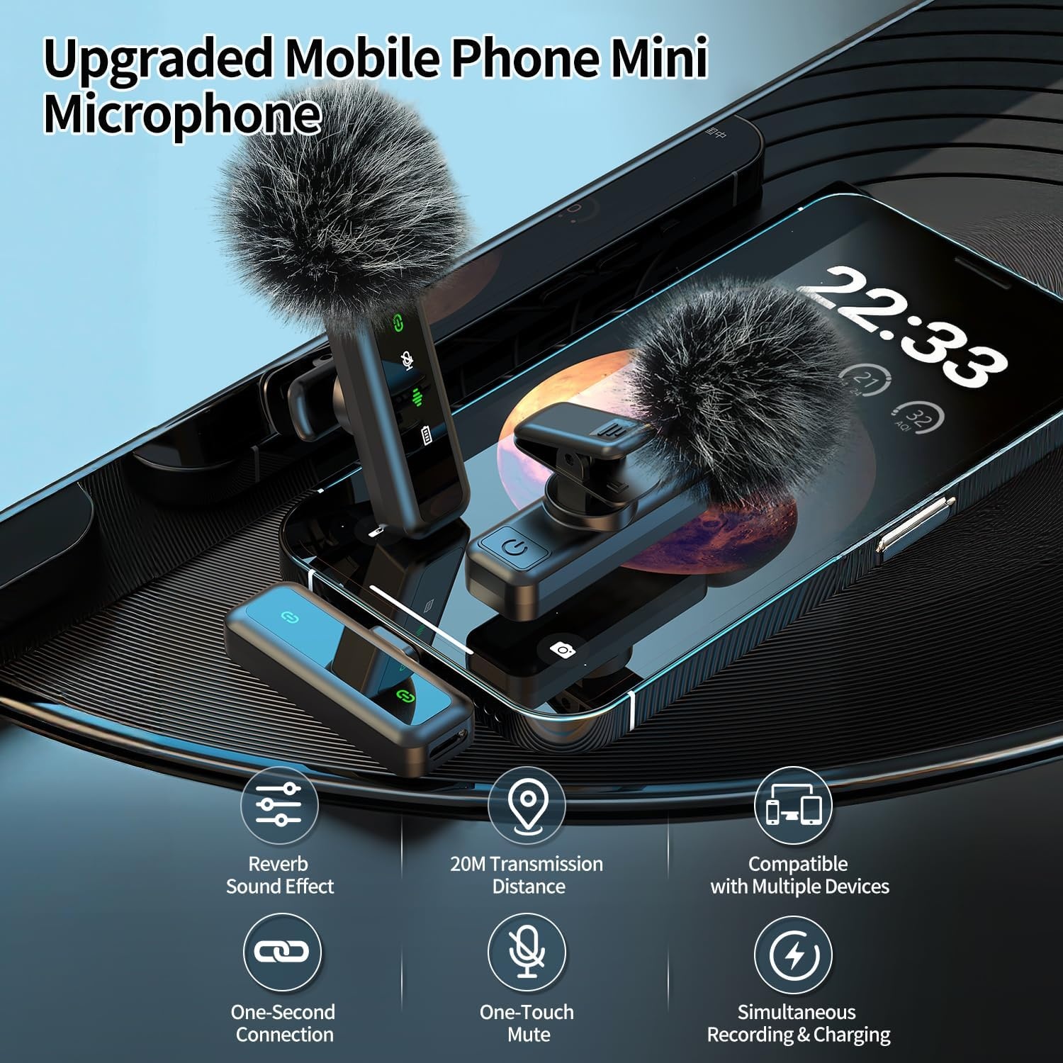 yAyusi Vlogging Kit, 71 inch Auto Face Tracking Statief voor iPhone, 360 ° Rotatie Uitschuifbaar Telefoonstatief met Verlichting, Draadloze Microfoon, Content Creator Essentials Starter Kit voor