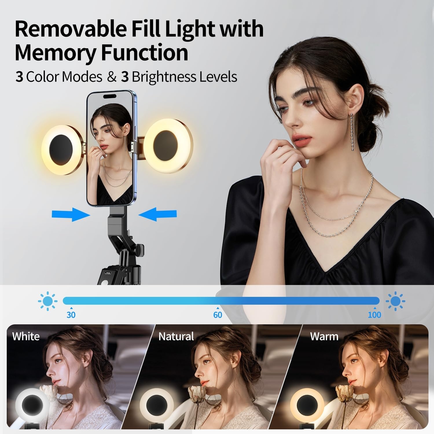 yAyusi Vlogging Kit, 71 inch Auto Face Tracking Statief voor iPhone, 360 ° Rotatie Uitschuifbaar Telefoonstatief met Verlichting, Draadloze Microfoon, Content Creator Essentials Starter Kit voor