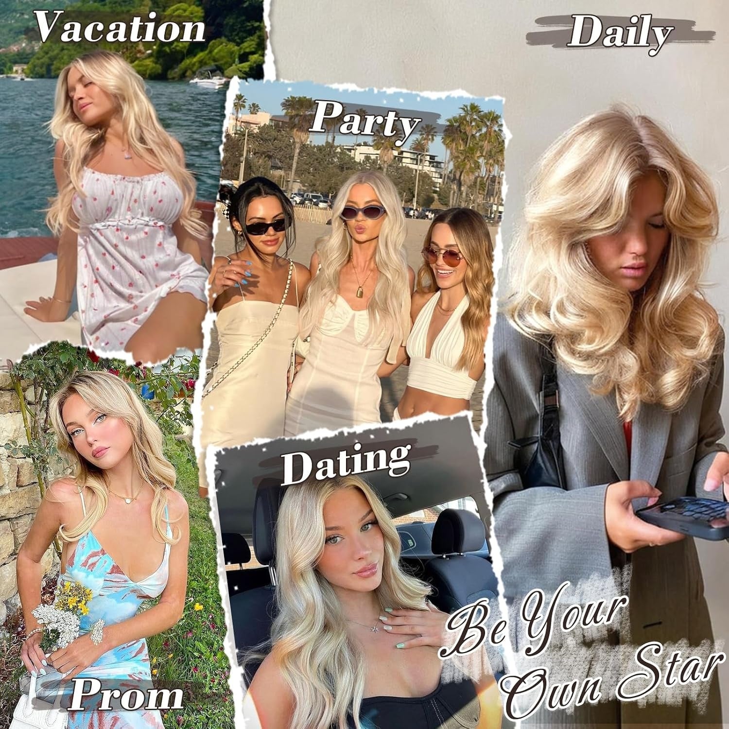 Blonde Pruik Lang Recht met Pony - 58% Korting