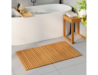 vidaXL Badmat Effen Bruin 100 x 60 cm Hout