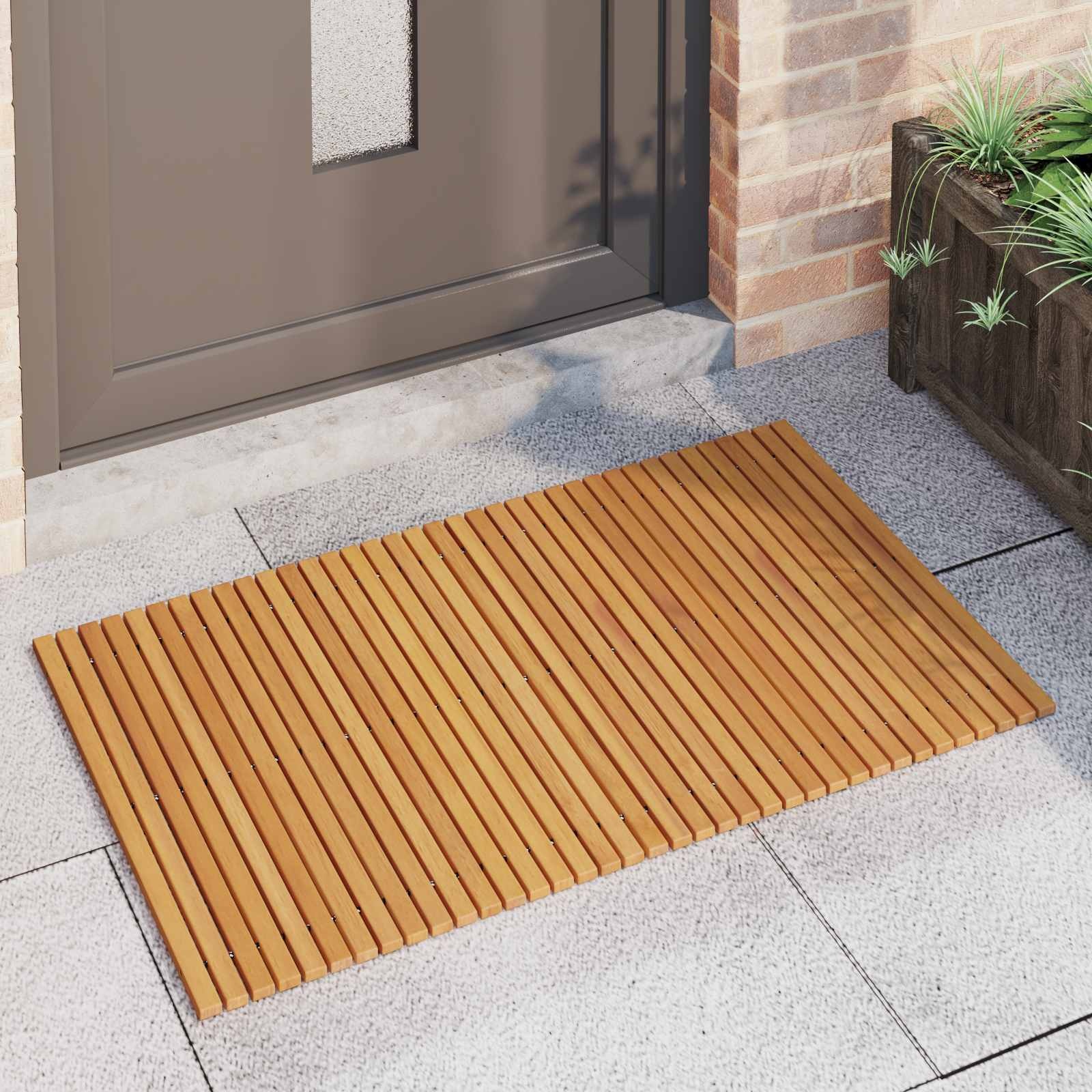 vidaXL Badmat Effen Bruin 100 x 60 cm Hout