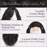 BARSDAR Golvend Bruin Pruik, Medium Lengte Golvend Donker Bruin Pruiken voor Vrouwen 50cm Synthetisch Krullend Pruik met Face-Framing Curtain Bangs Natuurlijke Look Dagelijks Halloween Haar Pruiken