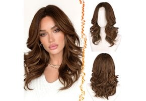 Bruine Ombre Golvende Pruik Dames | Synthetisch Haar 40cm | 73% Korting