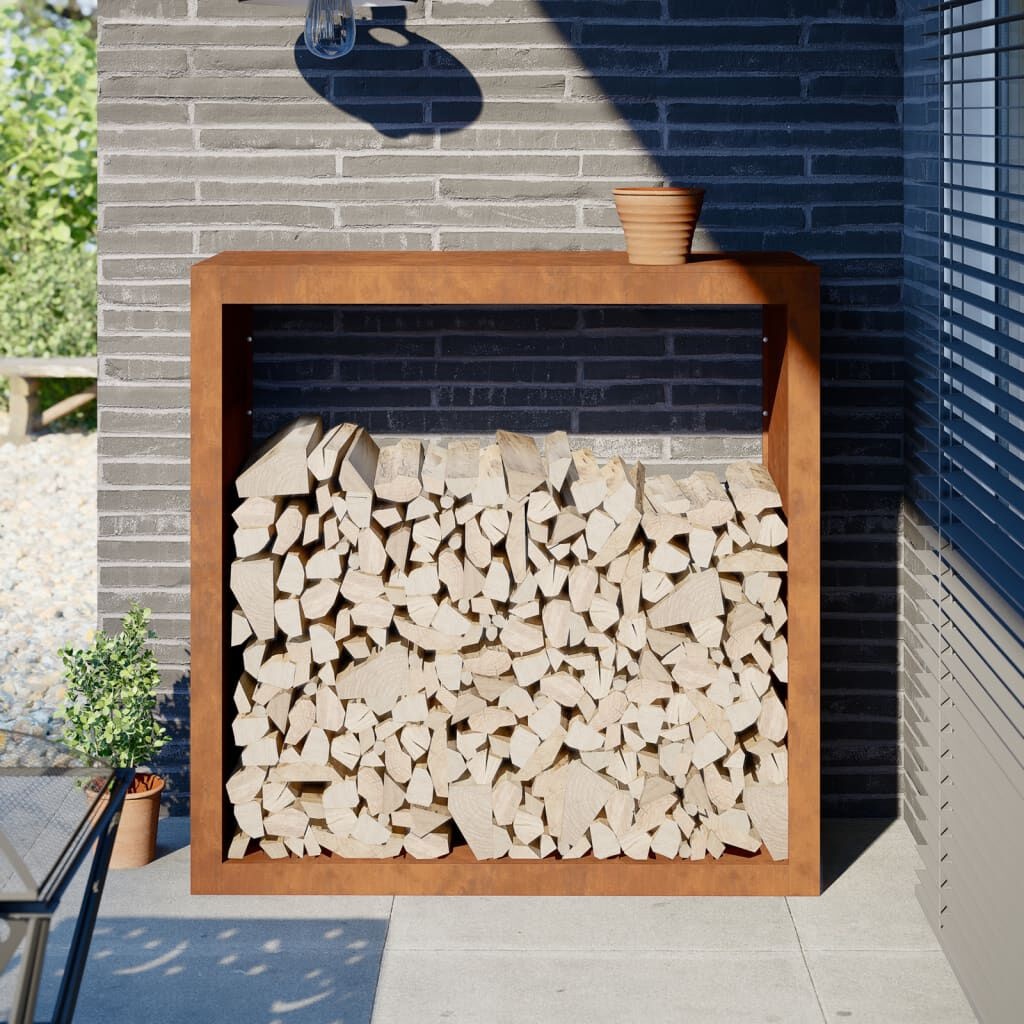 vidaXL Brandhoutrek 100x40x100 cm weervast staal