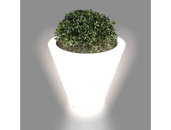 Verlichte Bloempot LED Wit 50 cm Hoog Polyethyleen