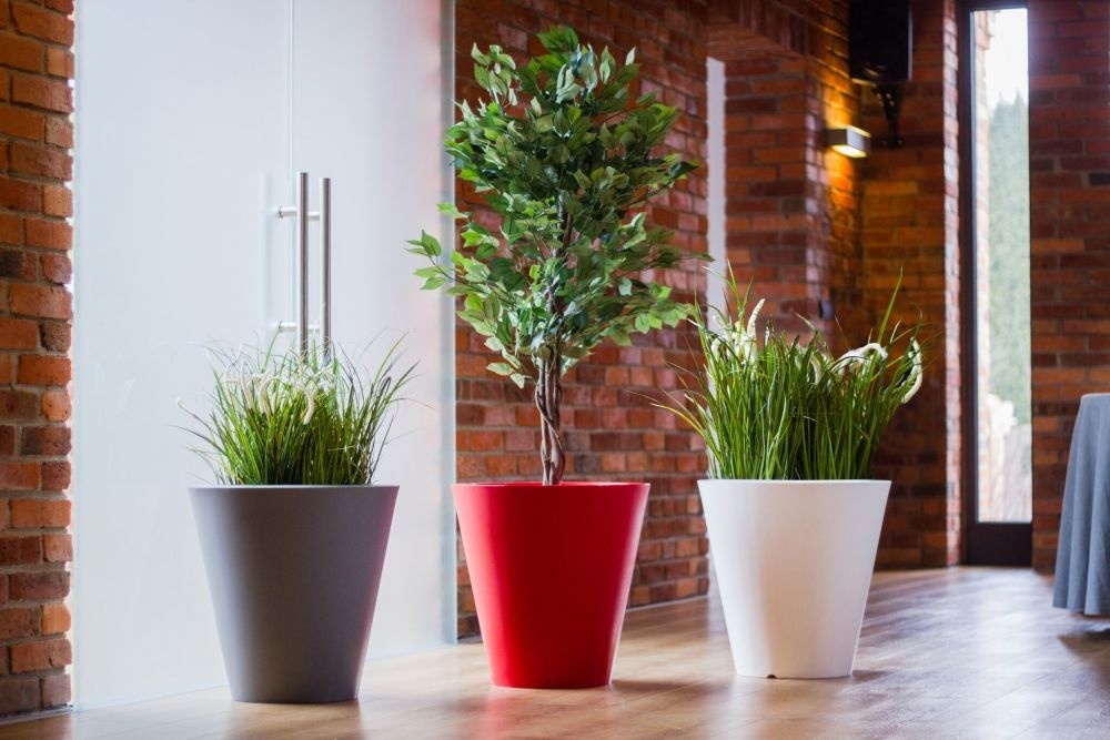 Verlichte Bloempot LED Wit 50 cm Hoog Polyethyleen