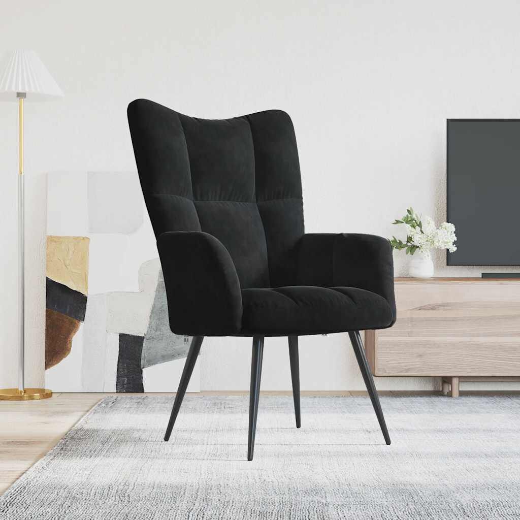 vidaXL Relaxstoel fluweel zwart