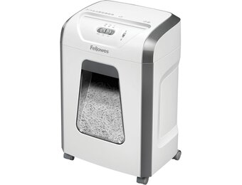 Fellowes papierversnipperaar 12 vel cross-cut (P4), papiervernietiger voor kantoor en thuiskantoor, Powershred FS-12C, krachtige papiervernietiger met 19 liter afvalbak, verwerkt creditcards, wit