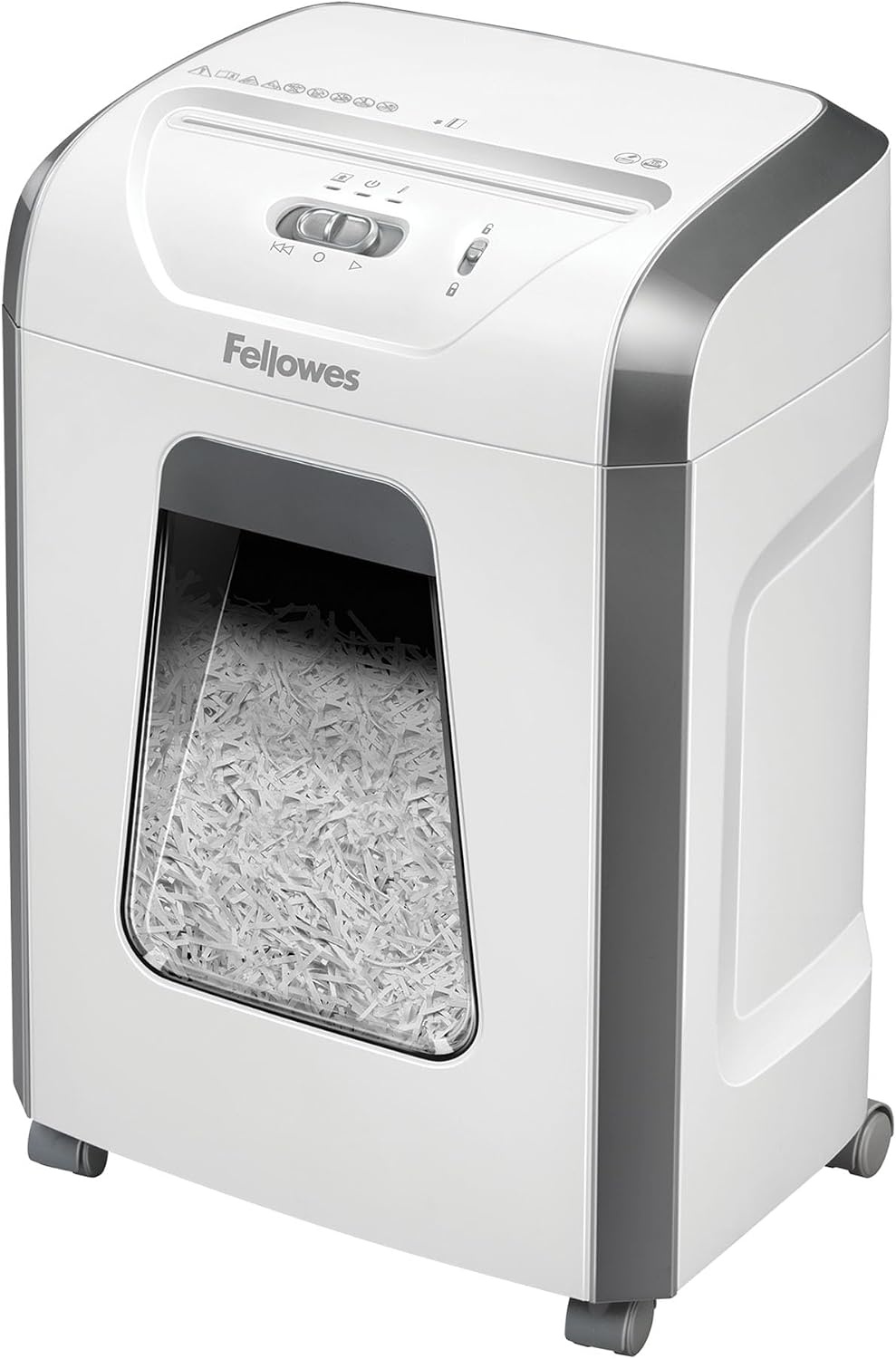 Fellowes papierversnipperaar 12 vel cross-cut (P4), papiervernietiger voor kantoor en thuiskantoor, Powershred FS-12C, krachtige papiervernietiger met 19 liter afvalbak, verwerkt creditcards, wit