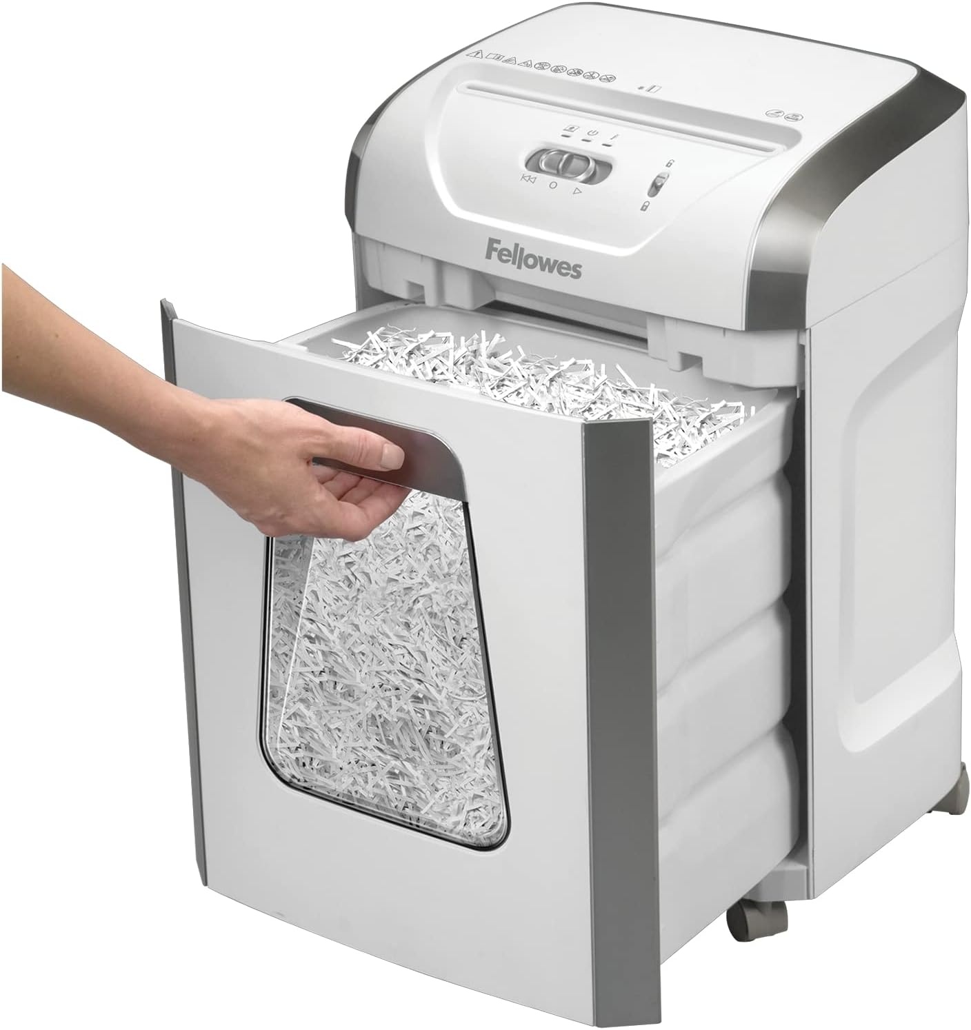 Fellowes papierversnipperaar 12 vel cross-cut (P4), papiervernietiger voor kantoor en thuiskantoor, Powershred FS-12C, krachtige papiervernietiger met 19 liter afvalbak, verwerkt creditcards, wit