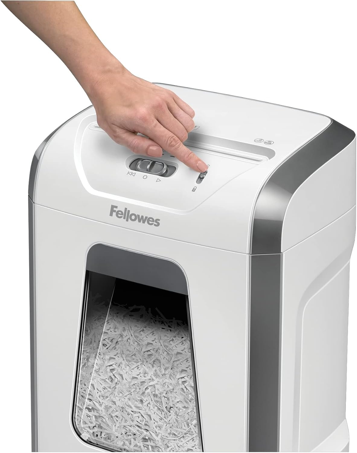 Fellowes papierversnipperaar 12 vel cross-cut (P4), papiervernietiger voor kantoor en thuiskantoor, Powershred FS-12C, krachtige papiervernietiger met 19 liter afvalbak, verwerkt creditcards, wit