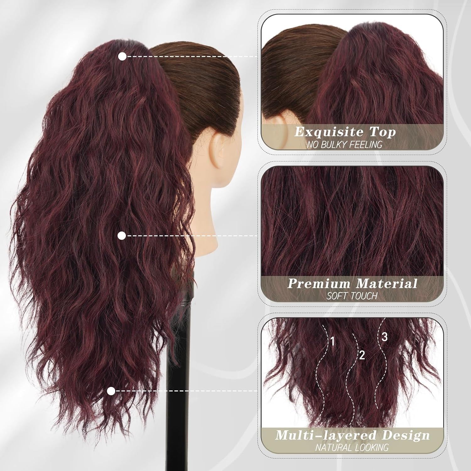 Paardenstaart Haarverlenging Rood 45cm Krullend 57% Korting