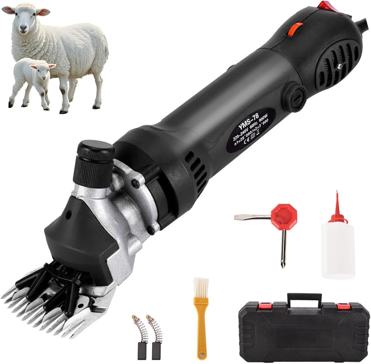 Elektrische schaapsschaar, 900 W, professionele scheerschaar, 6 snelheden, high-performance botershaartrimmer, schaapsscheermachine voor dieren, schapen, wol, geiten
