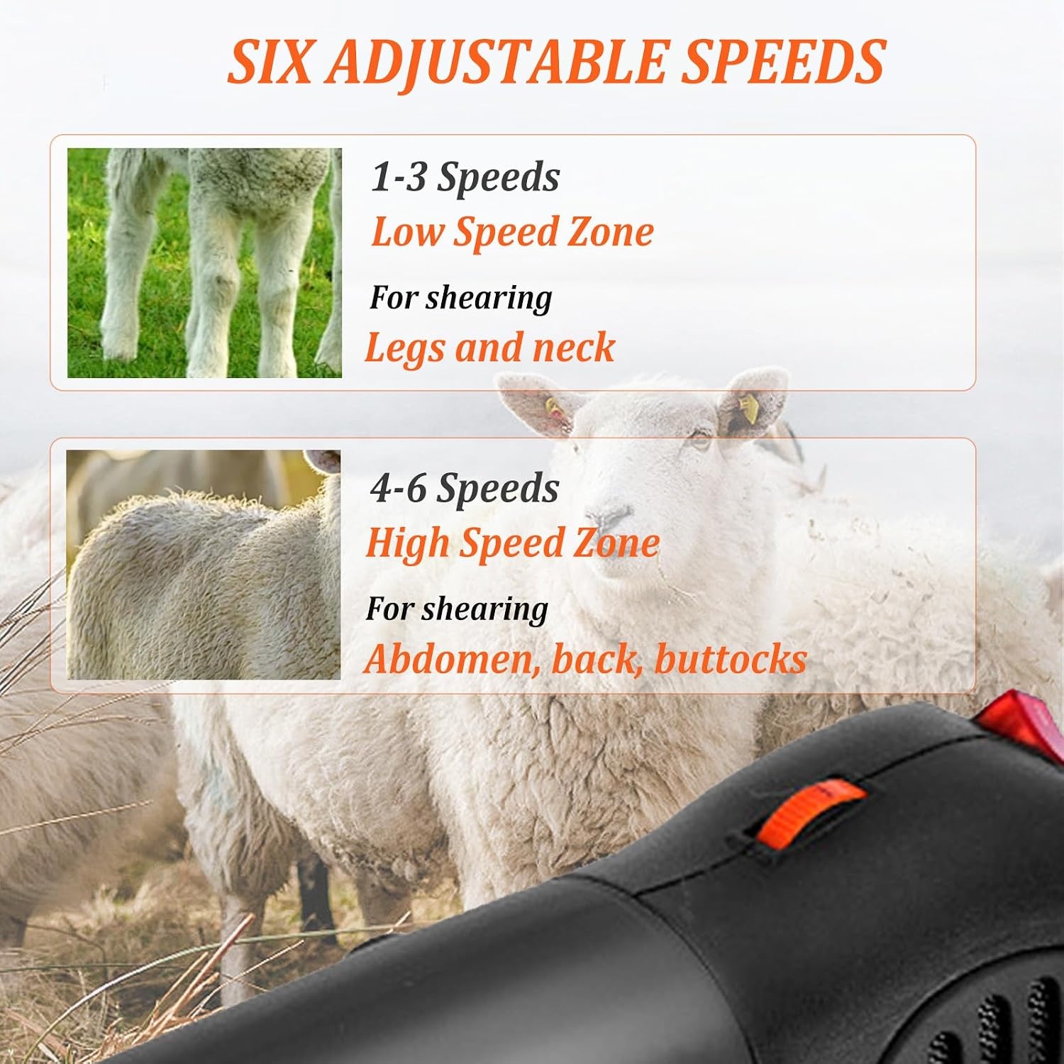 Elektrische schaapsschaar, 900 W, professionele scheerschaar, 6 snelheden, high-performance botershaartrimmer, schaapsscheermachine voor dieren, schapen, wol, geiten